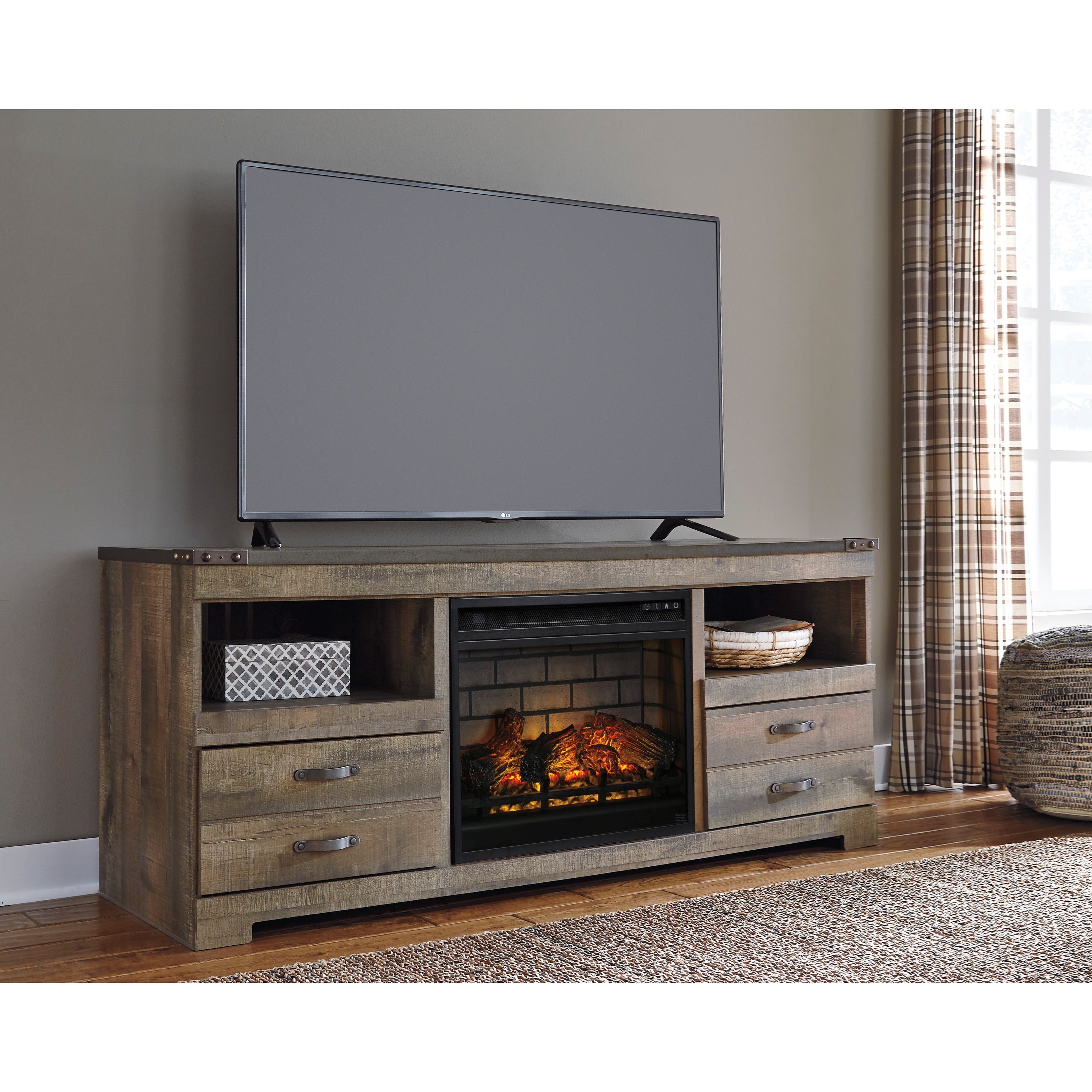 Ashley Signature Design Trinell 1884466 Rustic Large TV Stand with